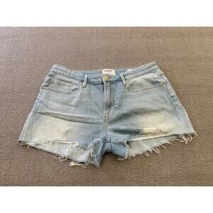 Frame Women 30 Light Wash Blue Cut‎ Off Raw Hem Denim Shorts